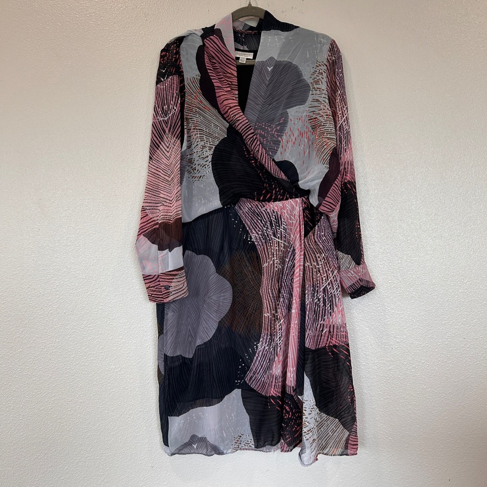 Refinity City Chic XXS Pink Grey Abstract Geometric Wrap Front Midi Dress